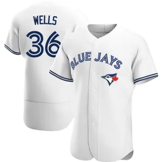 Men's Authentic White David Wells Toronto Blue Jays Home Jersey