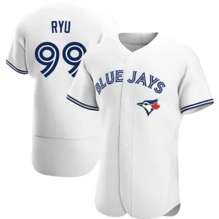 Men's Authentic White Hyun Jin Ryu Toronto Blue Jays Home Jersey