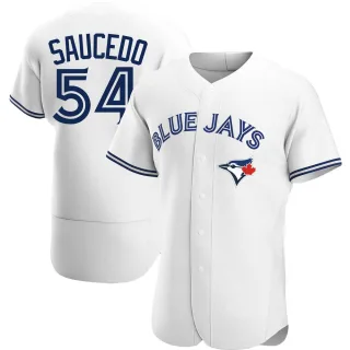 Men's Authentic White Tayler Saucedo Toronto Blue Jays Home Jersey