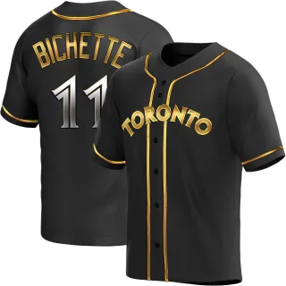 Men's Replica Black Golden Bo Bichette Toronto Blue Jays Alternate Jersey