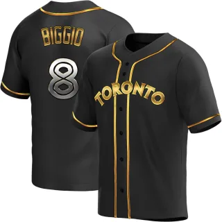 Men's Replica Black Golden Cavan Biggio Toronto Blue Jays Alternate Jersey