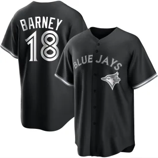 Men's Replica Black/White Darwin Barney Toronto Blue Jays Jersey