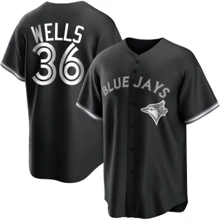 Men's Replica Black/White David Wells Toronto Blue Jays Jersey