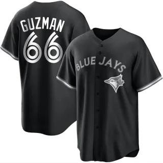 Men's Replica Black/White Juan Guzman Toronto Blue Jays Jersey