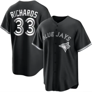 Men's Replica Black/White Trevor Richards Toronto Blue Jays Jersey