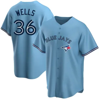 Men's Replica Blue David Wells Toronto Blue Jays Powder Alternate Jersey