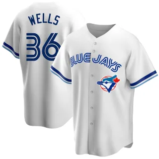 Men's Replica White David Wells Toronto Blue Jays Home Cooperstown Collection Jersey