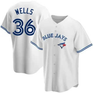 Men's Replica White David Wells Toronto Blue Jays Home Jersey