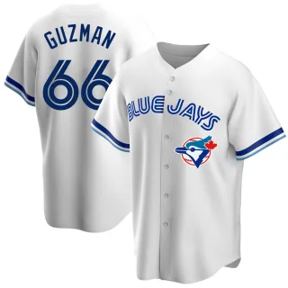 Men's Replica White Juan Guzman Toronto Blue Jays Home Cooperstown Collection Jersey