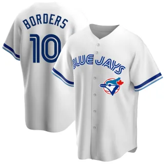 Men's Replica White Pat Borders Toronto Blue Jays Home Cooperstown Collection Jersey