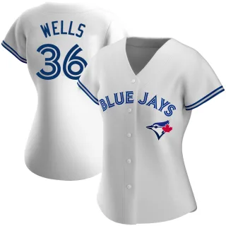 Women's Authentic White David Wells Toronto Blue Jays Home Jersey