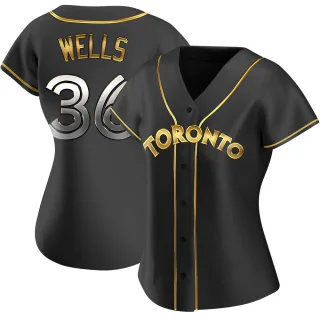 Women's Replica Black Golden David Wells Toronto Blue Jays Alternate Jersey