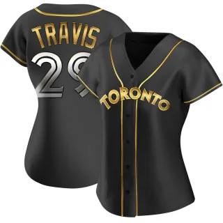 Women's Replica Black Golden Devon Travis Toronto Blue Jays Alternate Jersey