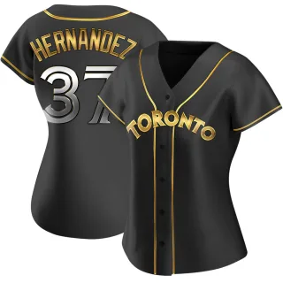 Women's Replica Black Golden Teoscar Hernandez Toronto Blue Jays Alternate Jersey