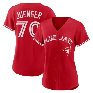 Women's Replica Red Hayden Juenger Toronto Blue Jays Canada Day Jersey